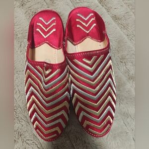 Chic Red and Gold Women's Loafers